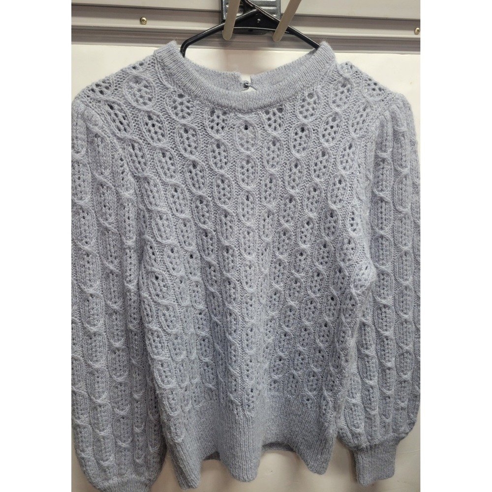 J. Crew Light Gray Lace-Knit Sweater